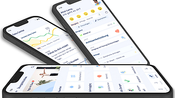 Auf dem Smartphone wird gerade die Fimo Health App installiert.