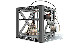 Ein 3D-Drucker kreiert eine essbare Schokoladentorte.