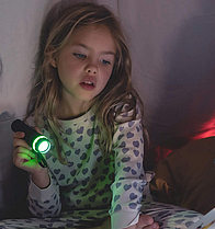 Eine Familie sitzt bei Nacht im Zelt die Kinder leuchten mit der Taschenlampe. Sie sind bei der mhplus versichert und nutzen die Vorteile für Familien.