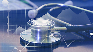 Stethoskop mit blauem innovativen Hintergrund.