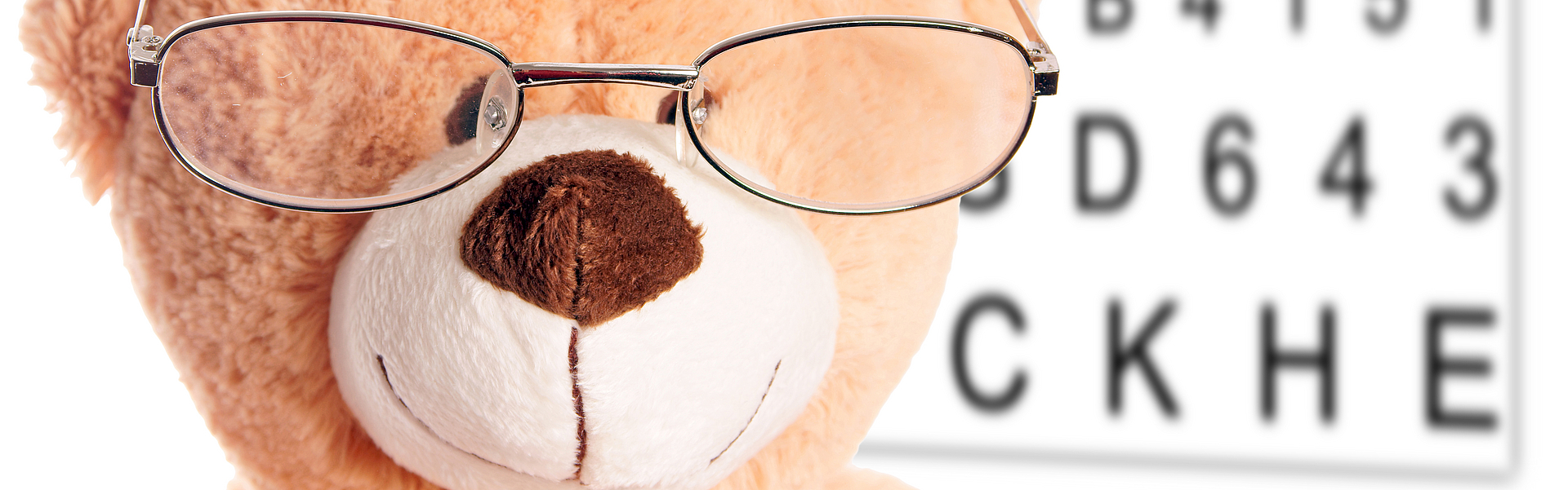 Ein Kind und der Teddy-Bär machen bei der Online-Sehschule Caterna mit.