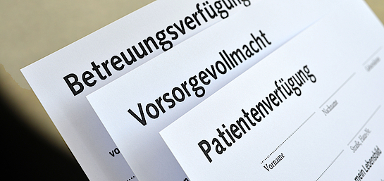 Patientenverfügung, Vorsorgeverfügung und Betreuungsverfügung.