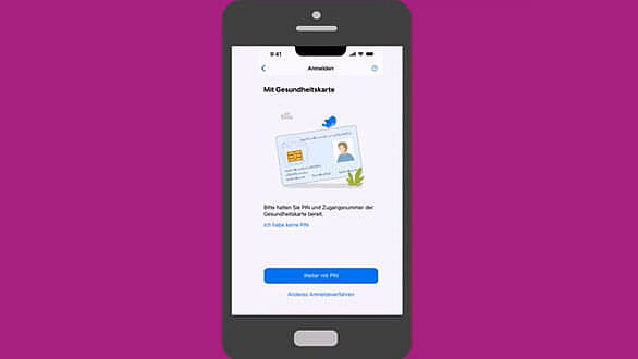So melden Sie sich mit Ihrer Gesundheitskarte an der mhplus ePA-App an.