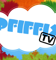Bunte Farbkleckse, in der Mitte steht PFIFFIX TV.