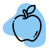 Blauer Klecksmit einem Apfel-Symbol